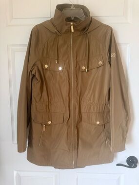 Michael Kors Olive-Tan Hooded Utility Jacket